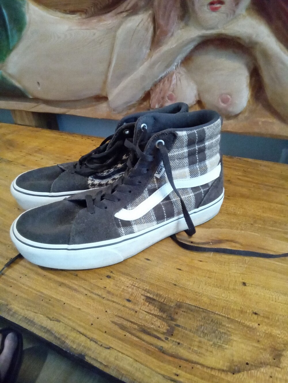 Vans Filmore Hi Platform Sneakers Women Sz 10 Plaid Mix/Brown Suede/Houndstooth - Picture 2 of 13